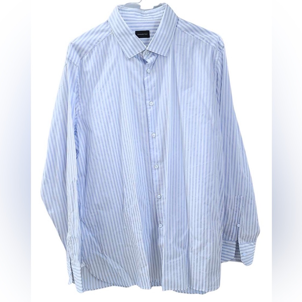 Ermenegildo Zegna Light Blue Striped Dress Shirt 👔 - Picture 4 of 5